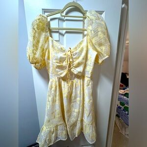 Yellow puff sleeve Altrad State dress - size large